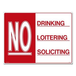 Lynch Sign 24 in. x 18 in. Red on White Plastic No Drinking   Loitering   Soliciting Sign R 123