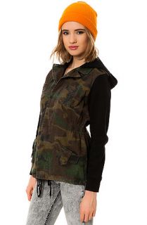Lira Jacket The Combat Cotton Canvas and Fleece Hooded in Camo Green