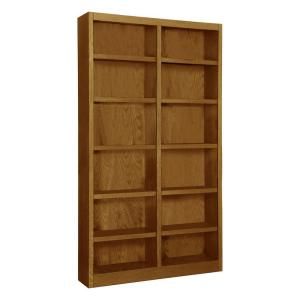 Midas Double Wide 12 Shelf Dry Oak Bookcase MI4884 D