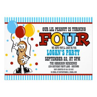 Lil Peanut FOUR (boy) Birthday Invitation