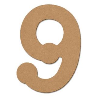 Design Craft MIllworks 8 in. MDF Bubble Wood Number (9) 47287