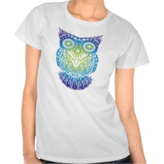Chinese Papercut Owl T Shirt (Blue)
