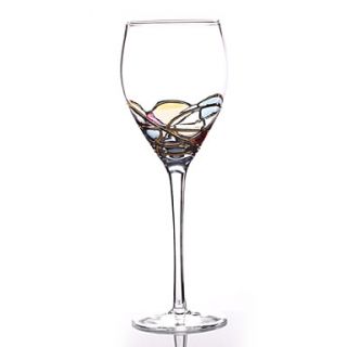 Colorful Floral Wine Glass, Glass 13oz