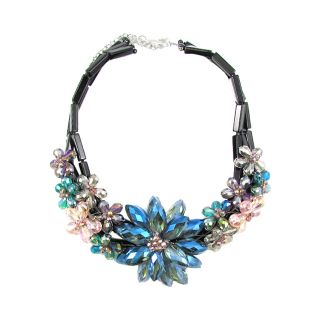 Multicolored Crystal Flower Necklace