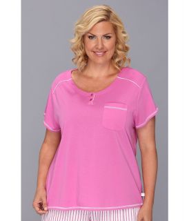 Karen Neuburger Plus Size Pool Party S/S Henley Top Womens Pajama (Pink)