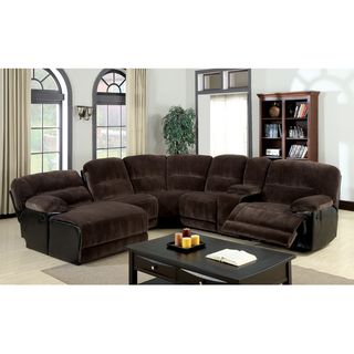 Furniture Of America Cyclopean Dark Brown Microfiber Sectional With Reclining Chaise
