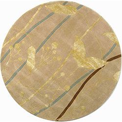 Handmade Rodeo Drive Parad Ivory/ Gold N.Z. Wool Rug (59 Round)