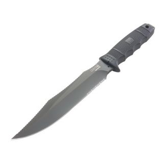 SOG Knives TE02 Tigershark Elite Partially Serrated Fixed Blade Knife Black TiNi