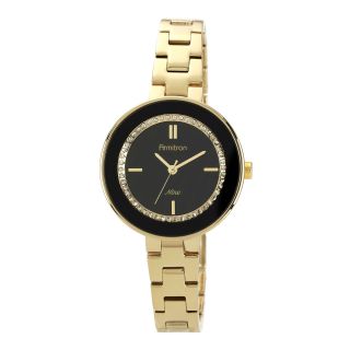 Armitron Now Womens Black & Gold Tone Crystal Accent Watch