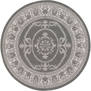 Couristan Antique Medallion Indoor/Outdoor Round Rugs, White/Grey