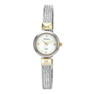 Armitron Now Womens Two Tone Crystal Accent Bangle Watch