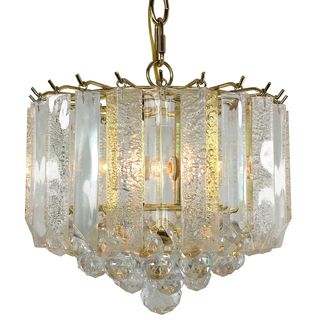 Made In Usa 3 light Acrylic Crystal Chandelier With Brass Finish