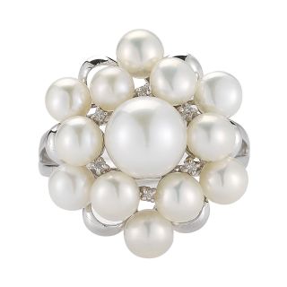 Cultured Freshwater Pearl & Diamond Accent Cluster Ring, Womens