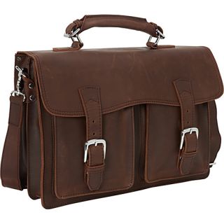 16.5 Cowhide Leather Pro Briefcase Laptop Case Reddish BRN  