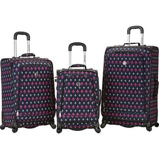3 Piece Monte Carlo Spinner Luggage Set Black Icon   Rockland L
