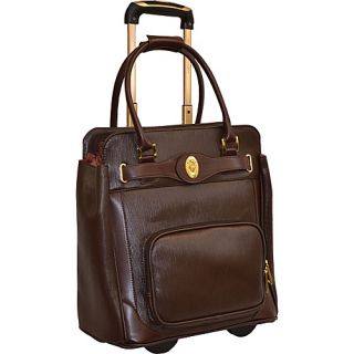 Saffiano Rolling Suiter Brown   Adrienne Vittadini Wheeled Bu