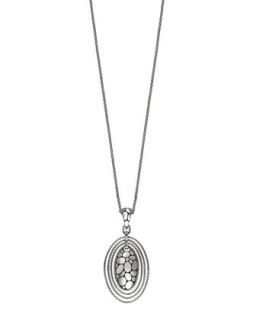 Silver Oval Drop Pendant Necklace