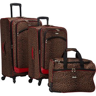 AnimalPrint 3 piece Spinner Luggage Set EXCLUSIVE Leopard Red   A