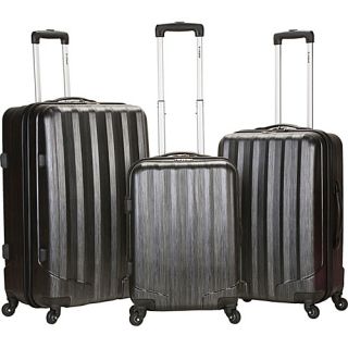 Metallic 3 Piece Hardside Spinner Set Carbon   Rockland Luggage