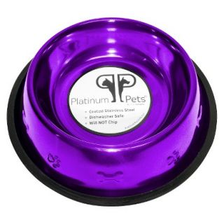 Platinum Pets Stainless Steel Embossed Non Tip Dog Bowl   Purple (3 Cup)