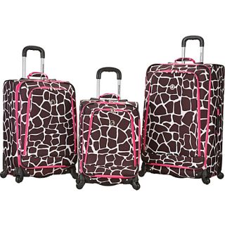 3 Piece Monte Carlo Spinner Luggage Set Pink Giraffe   Rockland