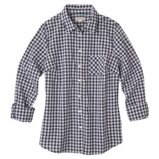 Merona Womens Favorite Button Down Shirt   Lawn   Navy Check   XL