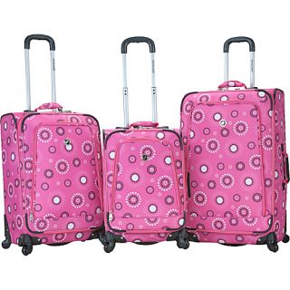 3 Piece Monte Carlo Spinner Luggage Set Pink Pearl   Rockland L