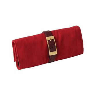 Leather and Suede Jewel Roll   Red