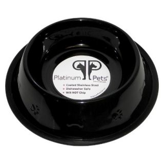 Platinum Pets Stainless Steel Embossed Non Tip Dog Bowl   Black (1 Cup)
