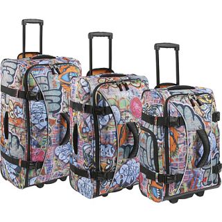 Hybrid Travelers 3 Piece Luggage Set Graffiti   Athalon Luggage Sets