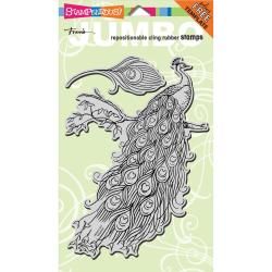 Stampendous Jumbo Cling Rubber Stamp 5 X9   Peacock