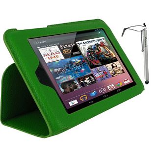 Ultra Slim Vegan Leather Case & Stylus for Google Nexus 7 Tablet Green  