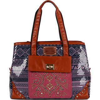 Iyanna Tribal Canvas Sequenced Overnighter Red   Nicole Lee Luggage T