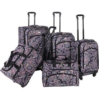 Paisely 5 Piece Luggage Set Spinner Black   American Flyer Luggag