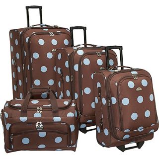 Grande Dots 4 Piece Luggage Set Brown/Blue   American Flyer Lugga
