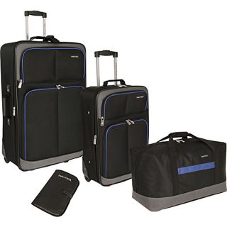 Centerline 4 Piece Luggage Set Black/Cobalt Blue/Grey   Nautica Luggage