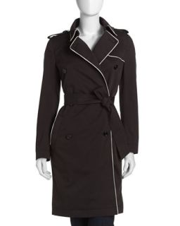 Double Breasted Twill Trenchcoat, Black