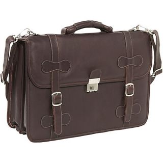 XXL Leather Flap Over Portfolio   Chocolate