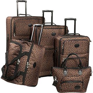Animal Print 5 Piece Luggage Set Leopard   American Flyer Luggage
