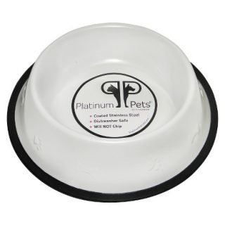 Platinum Pets Stainless Steel Embossed Non Tip Dog Bowl   White (4 Cup)