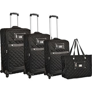 Quilted Nylon 4 piece spinner luggage set Black Old   Adrienn
