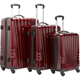 Lightweight Polycarbonate 3 Piece Swivel Luggage Set Burgundy  