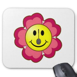 Red Flower Badminton Smiley Mouse Mats
