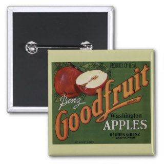 Washington Apples Fruit Crate Label Pinback Buttons
