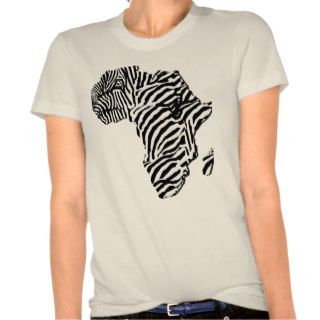 Zebra Print African Safari Africa Map Tee Shirts