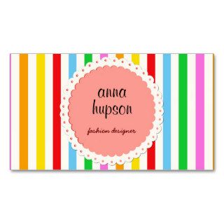 Colorful Lines Stripes Green Red Blue Yellow Pink Business Cards