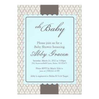 Baby Shower Invite for Boys, Brown, Blue   873