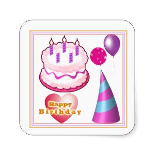 HappyBIRTHDAY Cake Balloon Decorations Stickers