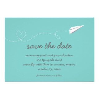 Paper Airplane Save the Date Custom Invitations