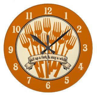 Custom color funny dinner forks kitchen clock